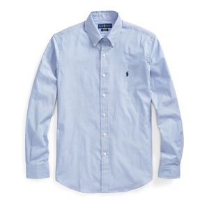 Blue and white striped Custom Fit RL button up